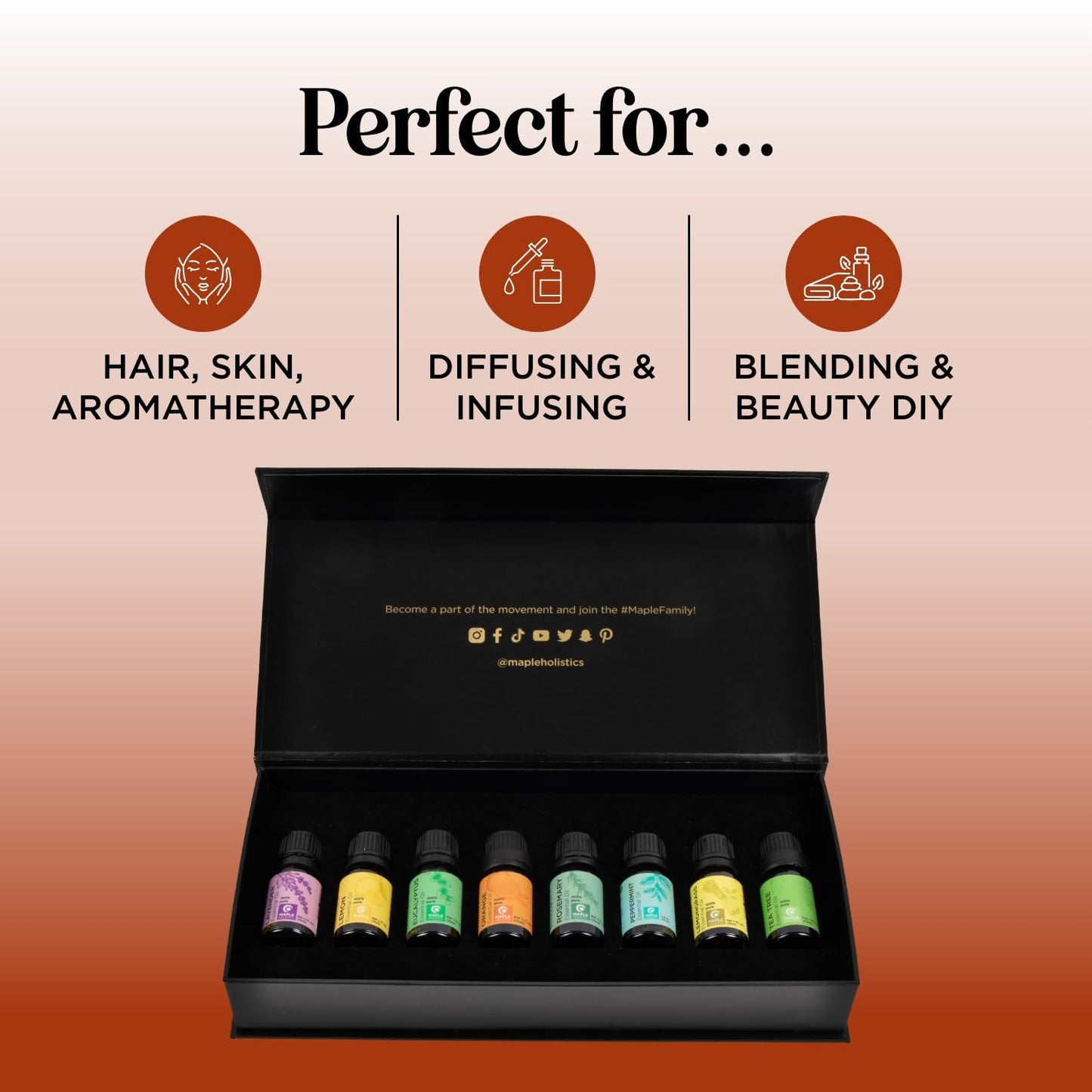Pure Essential Oil Diffuser Set – Aromatherapy Oils for Home, Travel & Self-Care