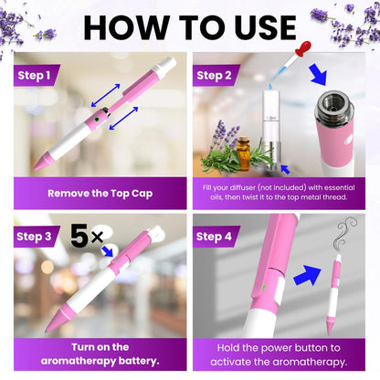 Aromatherapy Diffuser Pen with Hidden Port – Rechargeable Pink Ballpoint
