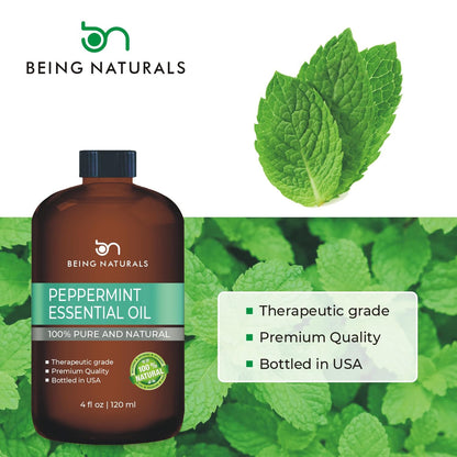 Peppermint Essential Oil - 4 oz, 100% Pure & Natural, Premium Therapeutic Grade with Glass Dropper