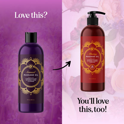Aromatherapy Sensual Massage Oil for Couples – Vegan Lavender & Sweet Almond Oil, 8 oz