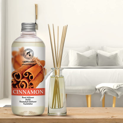 AROMATIKA Cinnamon Reed Diffuser Refill – 4x17oz | Fresh, Long-Lasting Cinnamon Fragrance