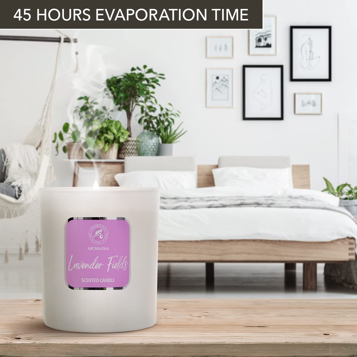 AROMATIKA Lavender Fields Scented Soywax Candle | Up to 45 Hours Burn Time