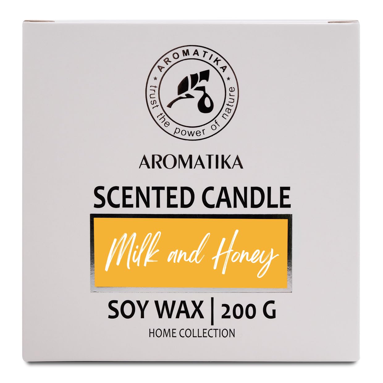 Milk & Honey Scented Candle by Aromatika – 200g Soy Wax, 45h Burn