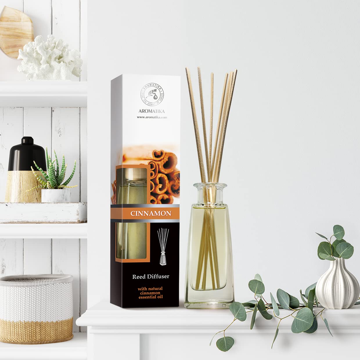 AROMATIKA Cinnamon Reed Diffuser – 2x100ml Home Fragrance