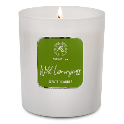 AROMATIKA Soywax Lemongrass Candle – Aromatherapy, Up to 45h Burn Time, Glass Jar Gift