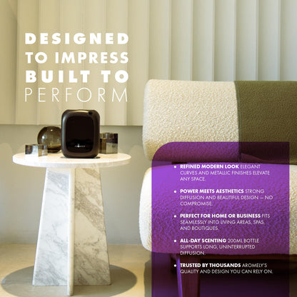 AROMELY Smart Bluetooth Nebulizing Diffuser – App-Controlled Essential Oil Diffuser for 1,500 Sq Ft | Black