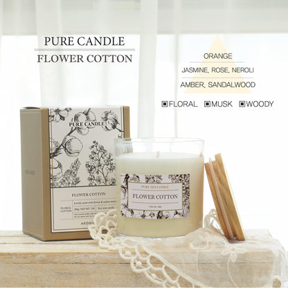 Aronica Cotton Candle - Home Scented Soy Wax, Baby Powder & Lily of the Valley