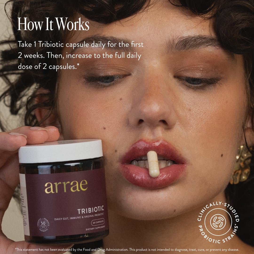 Arrae Tribiotic Probiotics for Women – Vaginal pH Balance, Gut Health & Immune Support | 60 Count