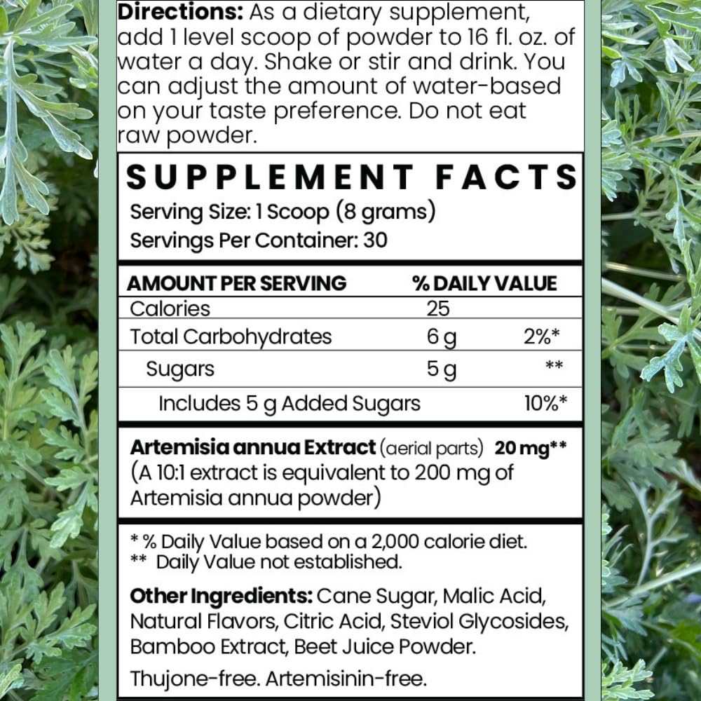 Artemisia Annua Sweet Wormwood Herbal Powder | 30 Servings | Non-GMO, Vegan