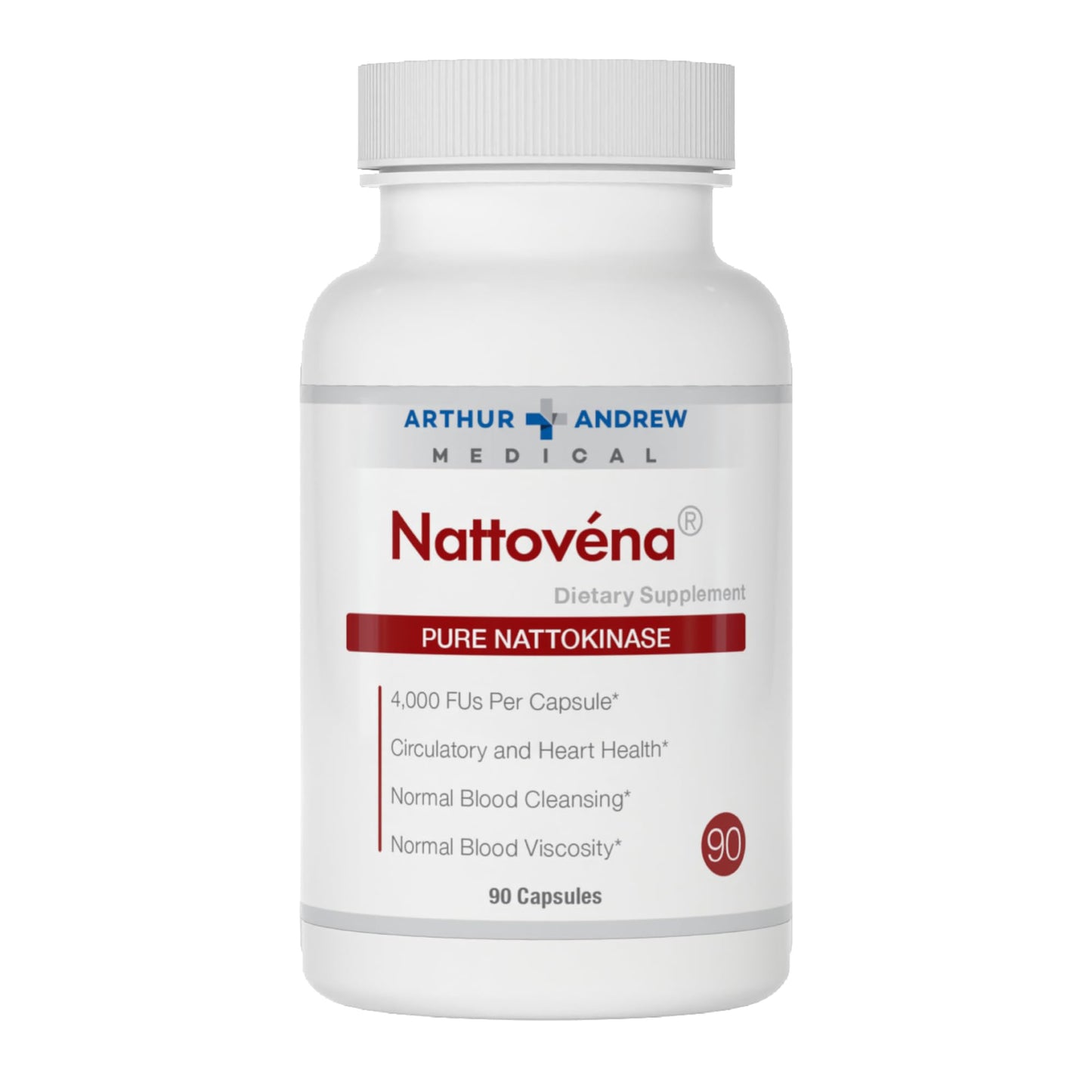 Arthur Andrew Medical Nattovena - Pure Nattokinase, Double Strength 4,000 FUs, 90 Capsules