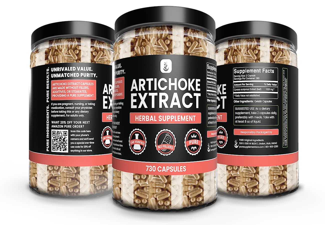 Artichoke Extract Capsules – Pure Original Ingredients, 730 Caps, No Fillers, Lab Verified