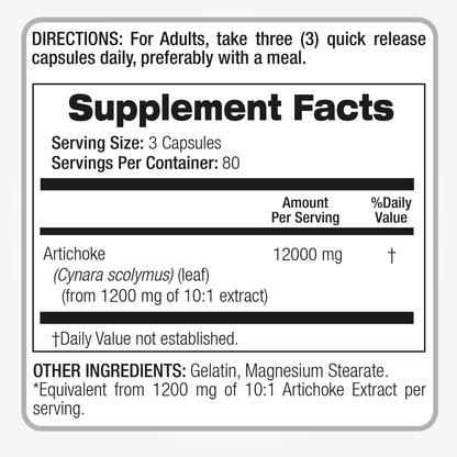 Artichoke Extract Capsules 12,000 mg – 240 Capsules (Pack of 2) | FITO MEDIC'S Lab