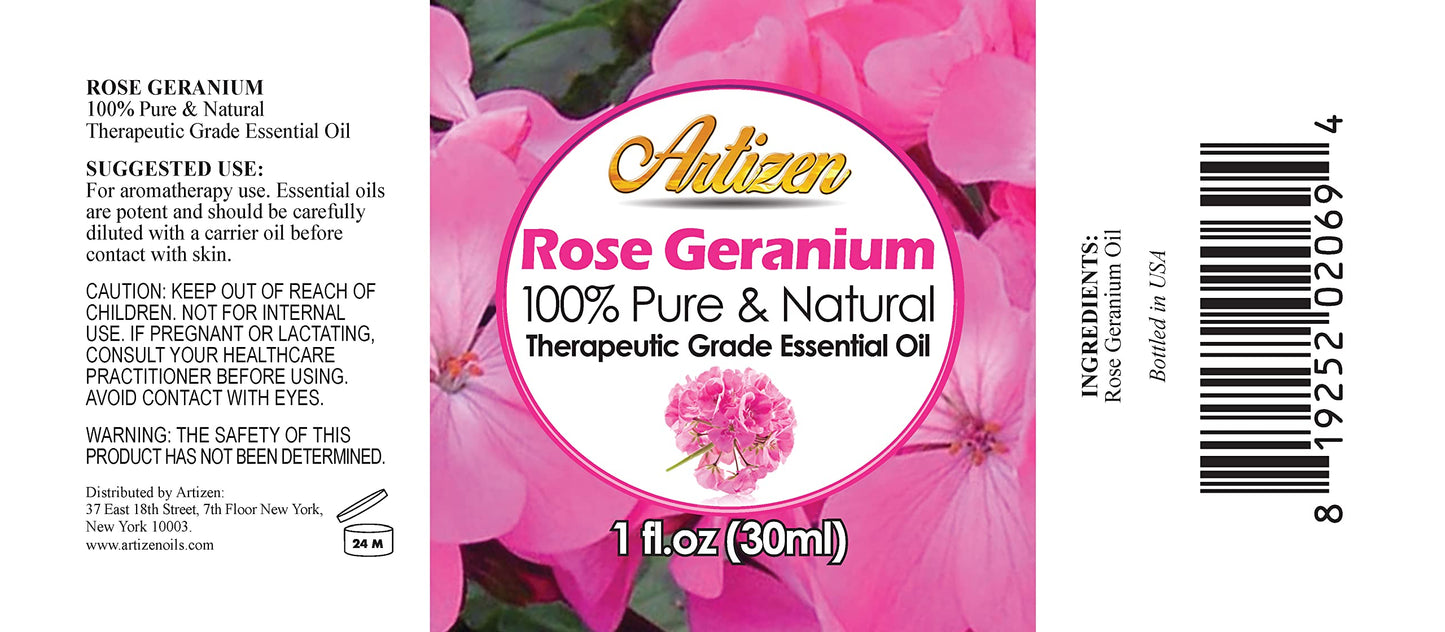 Artizen Rose Geranium Essential Oil 30ml (1 fl oz) – 100% Pure
