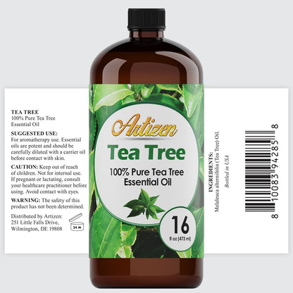 Artizen Pure Tea Tree Essential Oil 16oz – Bulk for Aromatherapy & Diffuser