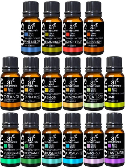 ArtNaturals Aromatherapy Essential Oil Set – 16 Pure Therapeutic-Grade Oils, Premium Gift Pack (Lavender, Peppermint, Tea Tree, Eucalyptus)