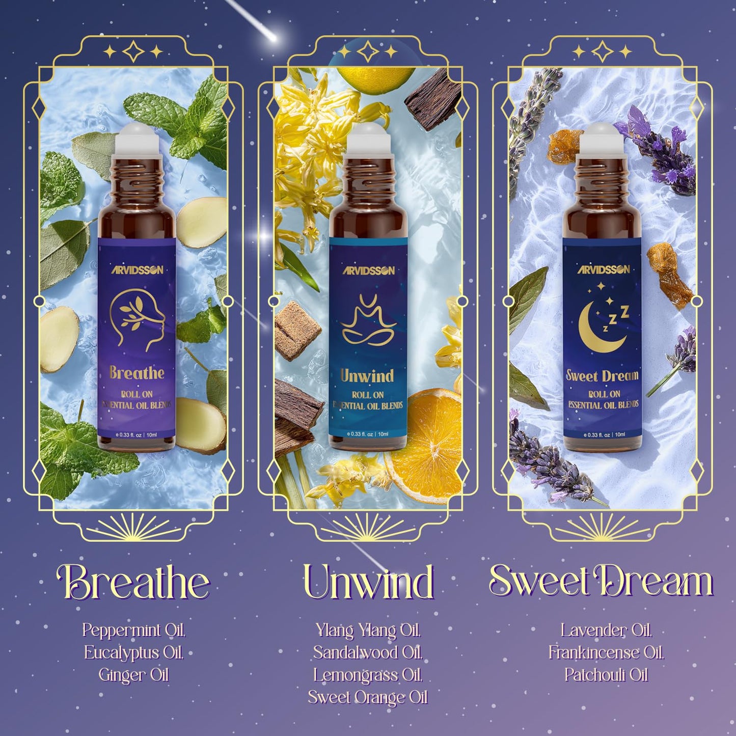 ARVIDSSON Essential Oils Roll On Set | Natural Aromatherapy