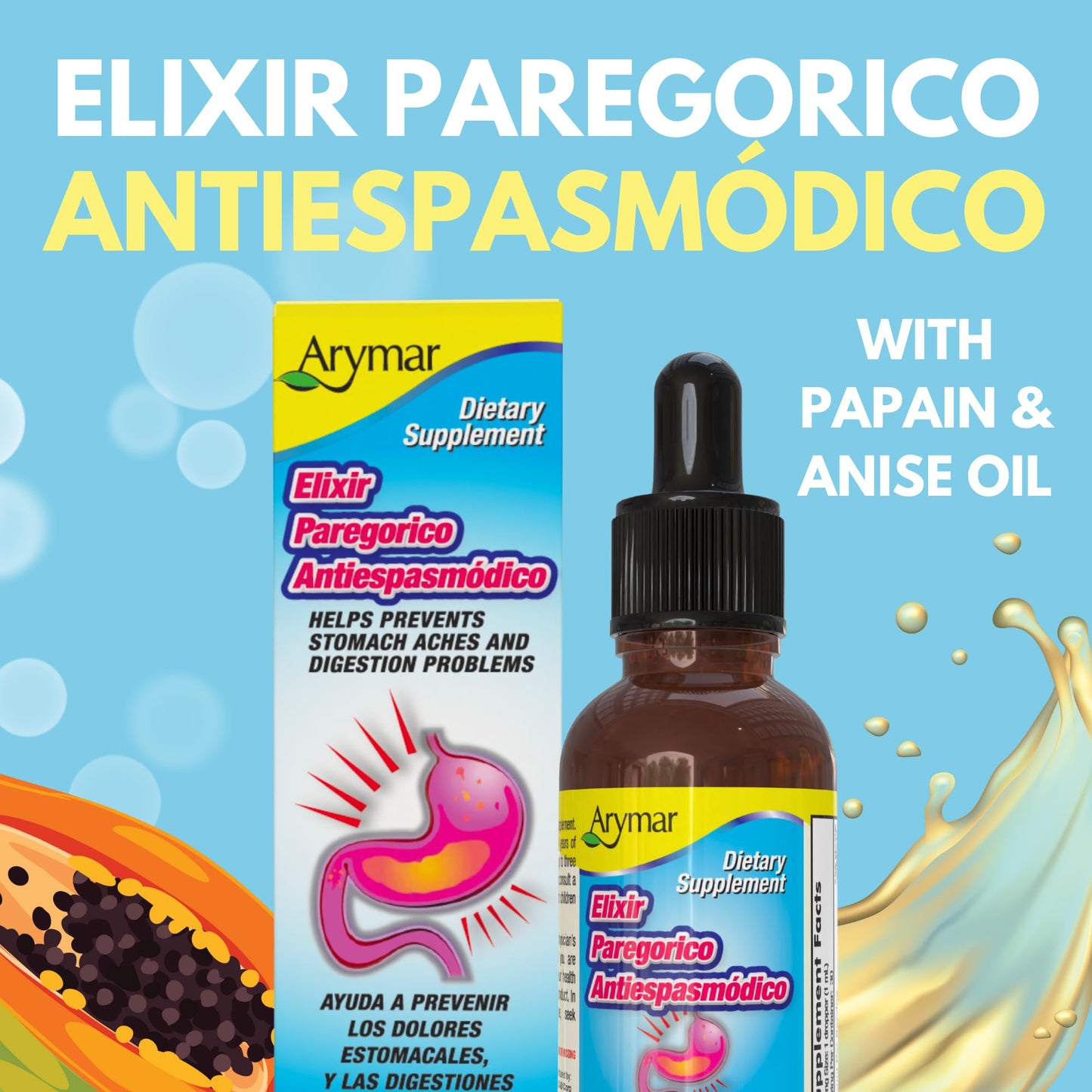 Arymar Elixir Paregorico Antiespasmodico - Digestive Support Supplement - 1 oz