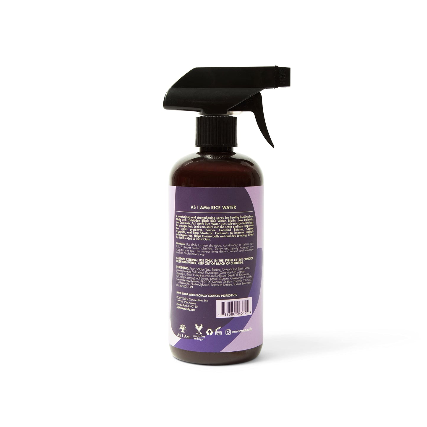 As I Am Hair Spray Rice Water 16oz – Black Rice, Biotin, Saw Palmetto (Pack of 2) – Vegan & Cruelty-Free
