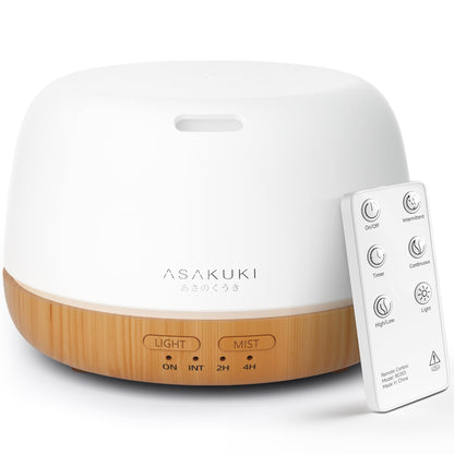 ASAKUKI 300ml Essential Oil Diffuser – Ultrasonic Humidifier with 7 Color Lights and 2 Mist Modes
