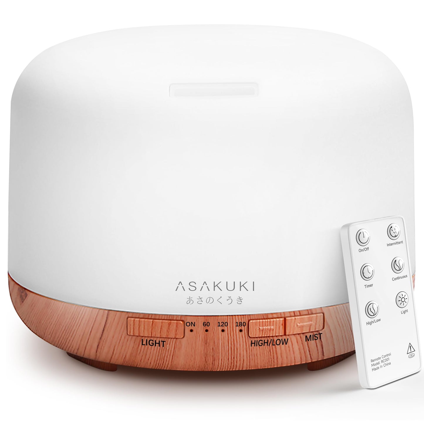 ASAKUKI 500ml Essential Oil Diffuser | Ultrasonic Humidifier with Remote & 7 LED Colors