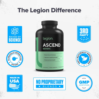 LEGION Ascend Nootropic | All-Natural Brain Support + Alpha-GPC