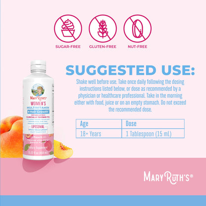 MaryRuth Organics Lustriva Hair Growth Liposomal Multivitamin | Biotin 10000 mcg