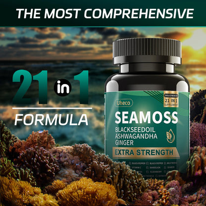 Irish Sea Moss 21-in-1 Capsules with Ashwagandha & Turmeric – 90 Count