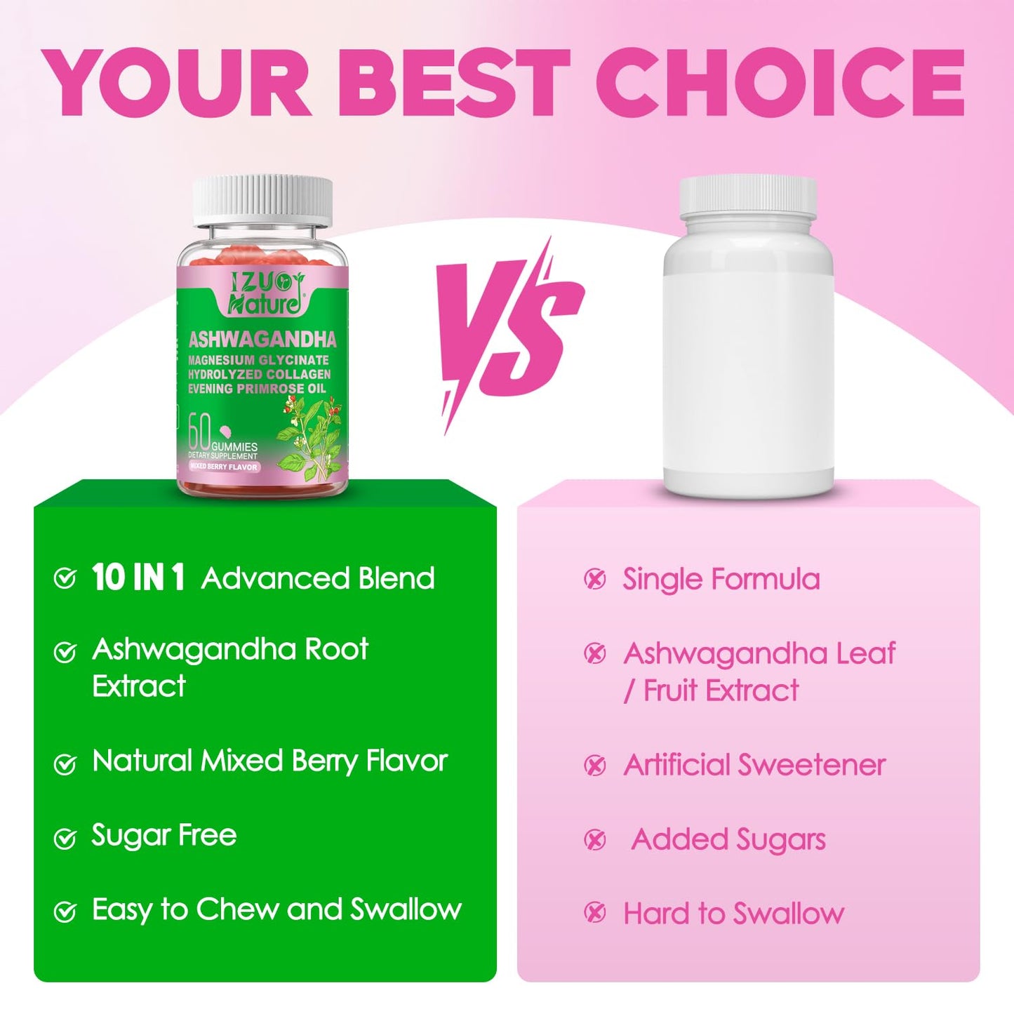 Ashwagandha Gummies for Women - Stress Relief & Relaxation (Vegan, Sugar Free) 2-Pack