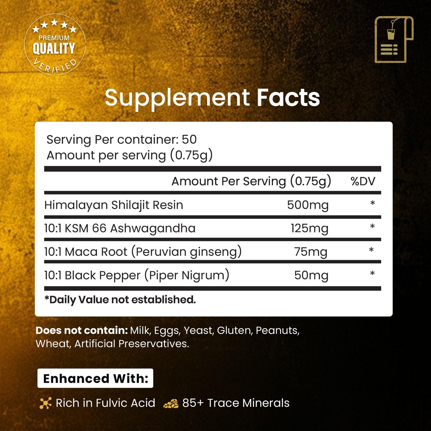 Pure Himalayan Shilajit Resin 40g – 50 Servings, 85+ Minerals, Ashwagandha