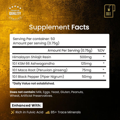Pure Himalayan Shilajit Resin 40g – 50 Servings, 85+ Minerals, Ashwagandha