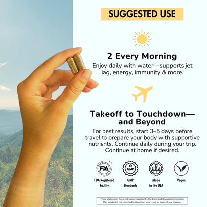 Co-Pilot Travel Vitamin: Jet Lag, Immunity, Digestion & Calm | Vegan, 60 Count