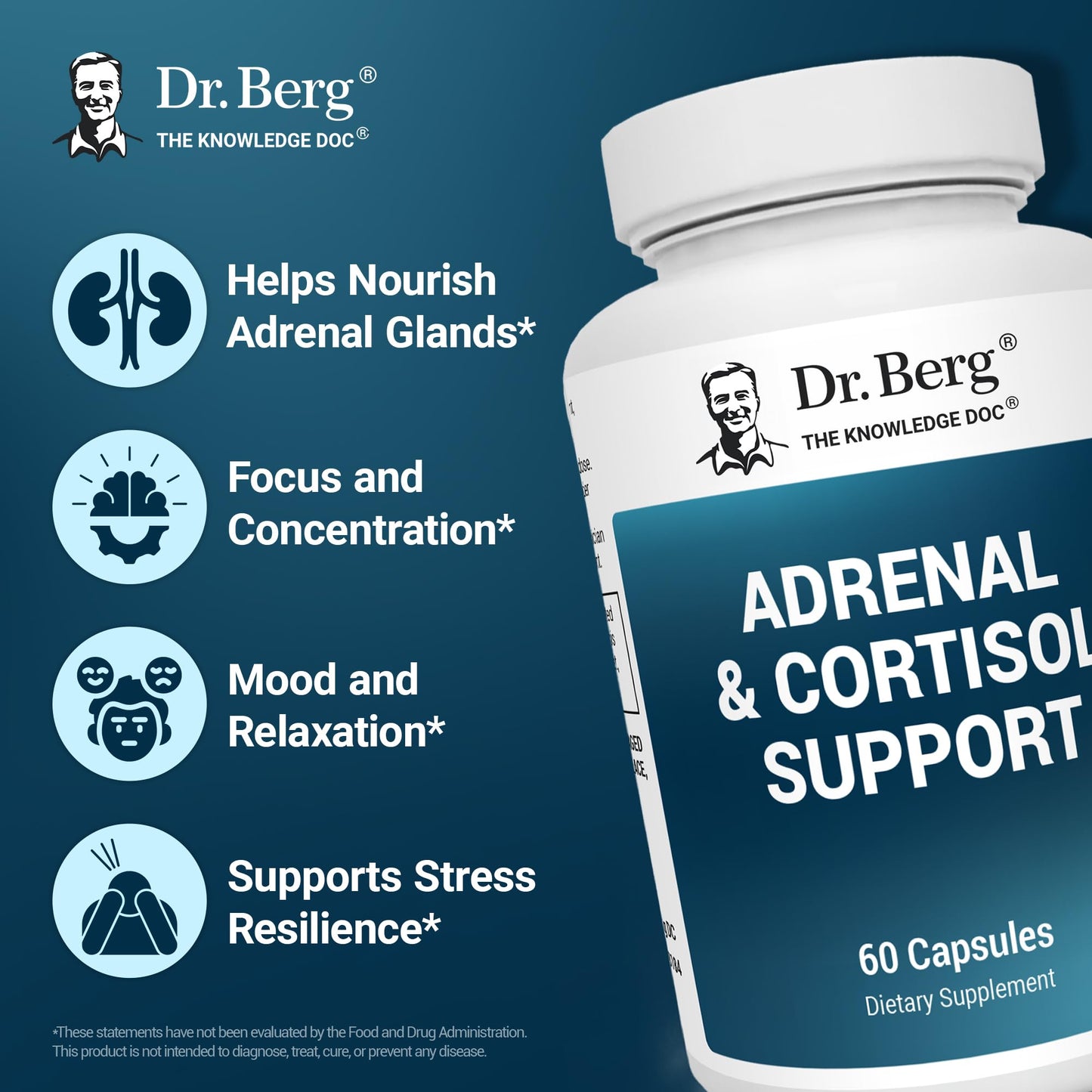 Dr. Berg Adrenal & Cortisol Capsules – Adrenal Support & Cortisol Manager (60 Capsules)