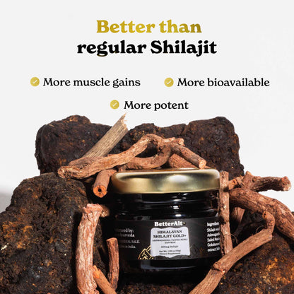 Better Alt Pure Himalayan Shilajit Gold 30g | 600mg Shilajit Blend | 16,000 ft Sourced | Ashwagandha, Safed Musli, Gokshura | Vegan & Lab Tested