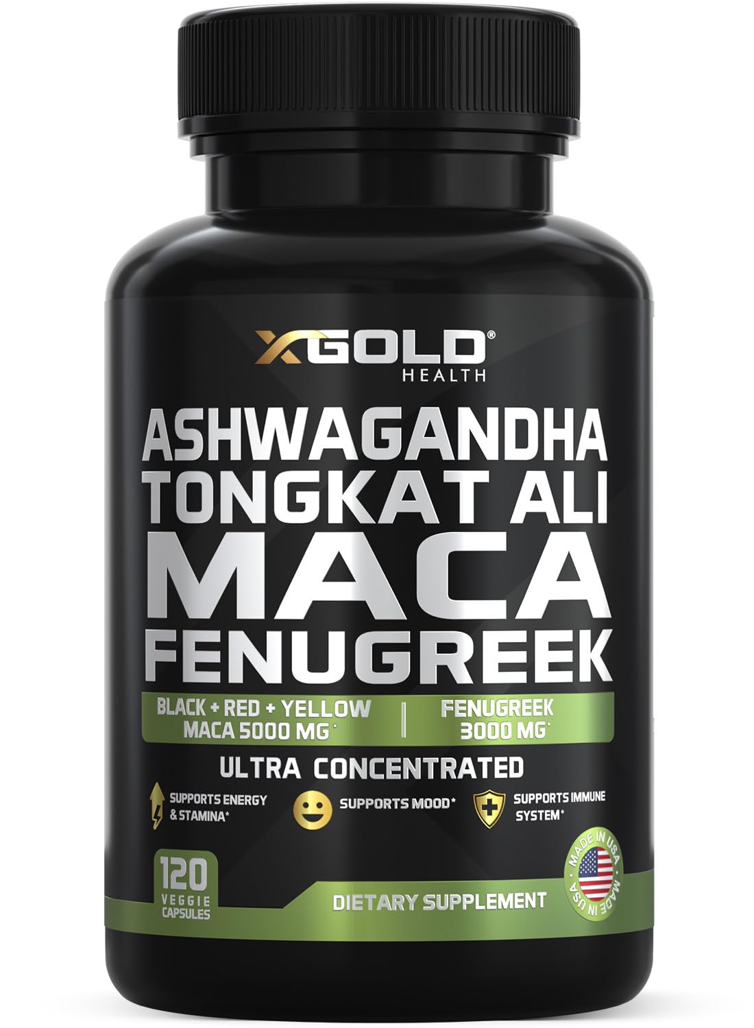 Ashwagandha 5000mg, Tongkat Ali 1000mg, Maca Root 5000mg | Fenugreek Supplement – Made in USA