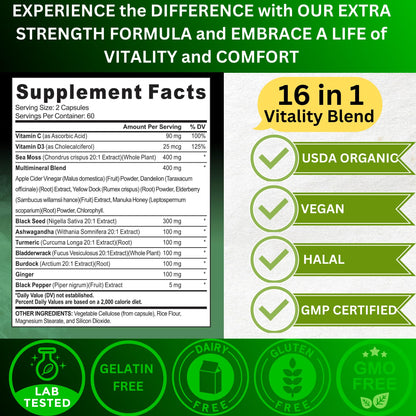 Organic Irish Sea Moss & 16-in-1 Herbal Capsule – Halal, Vegan
