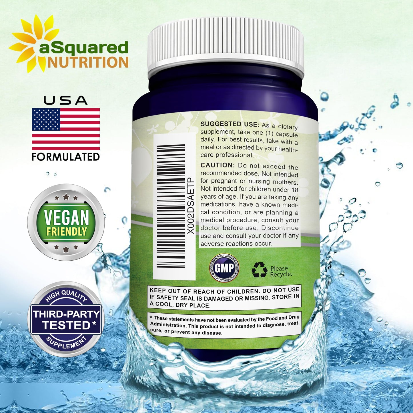 aSquared Nutrition Nicotinamide + Resveratrol - 120 Veggie Capsules | Vitamin B3 500mg (Nicotinamide Flush Free)