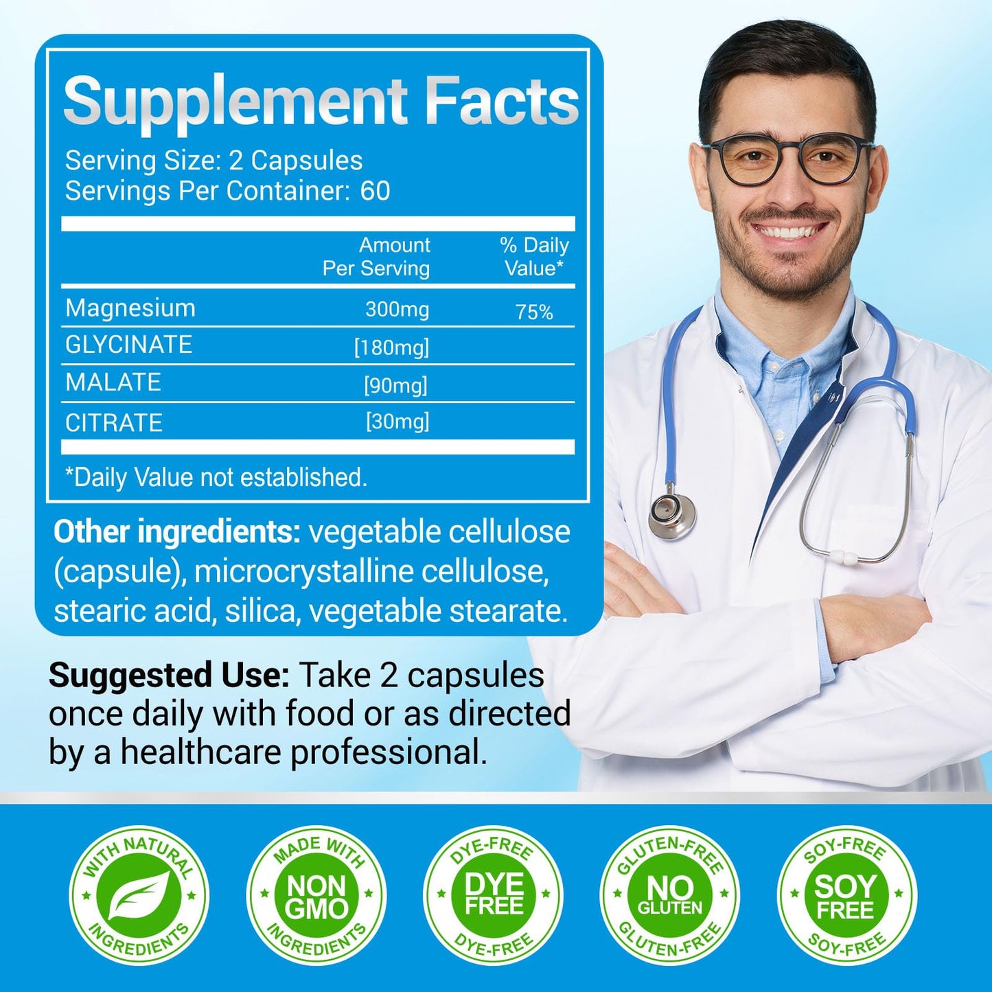 ASSR Triple Magnesium Complex – 300mg Mg (Glycinate, Malate & Citrate) | Supports Relaxation, Muscle & Nerve Health | Vegan, Non-GMO | 120 Capsules