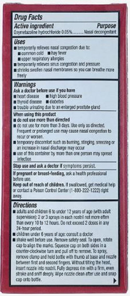 ASSURED Nasal Relief Spray – 12 Pack, 12-Hour Pump Mist, Oxymetazoline HCl, 0.5 fl oz