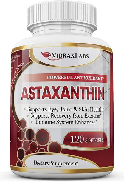 Astaxanthin 10mg Supplement | Pure Antioxidant from Microalgae | 120 Softgels
