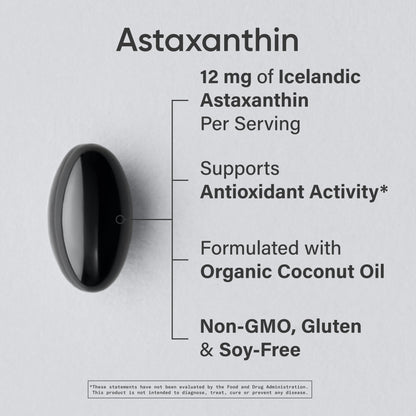 Sports Research Triple Strength Astaxanthin 12mg with Organic Coconut Oil - 60 Softgels