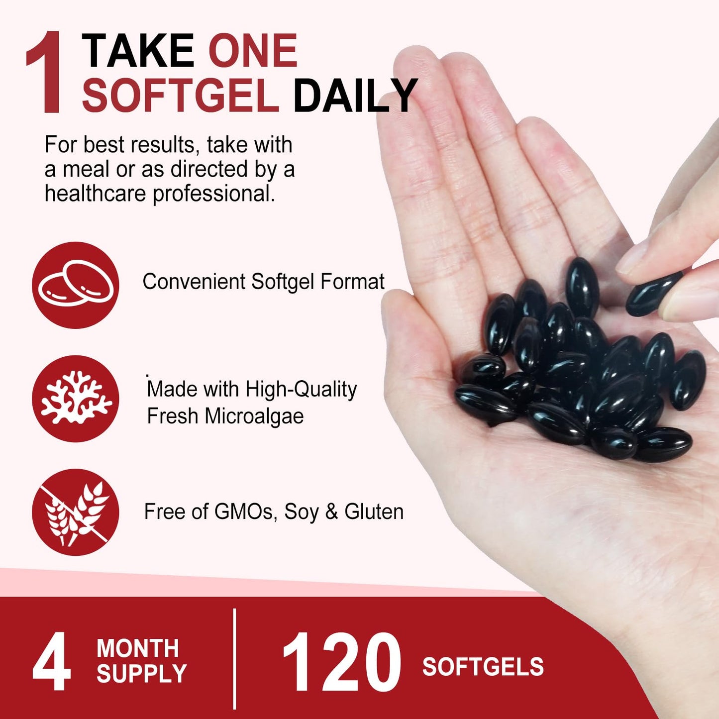 Astaxanthin 12mg, Premium Astaxanthin Antioxidant Supplements | Fresh Microalgae Source | Supports Eye, Joint, Internal Circulation, Skin Health, Non-GMO & No Gluten, 120 Softgels, 4 Month Supply