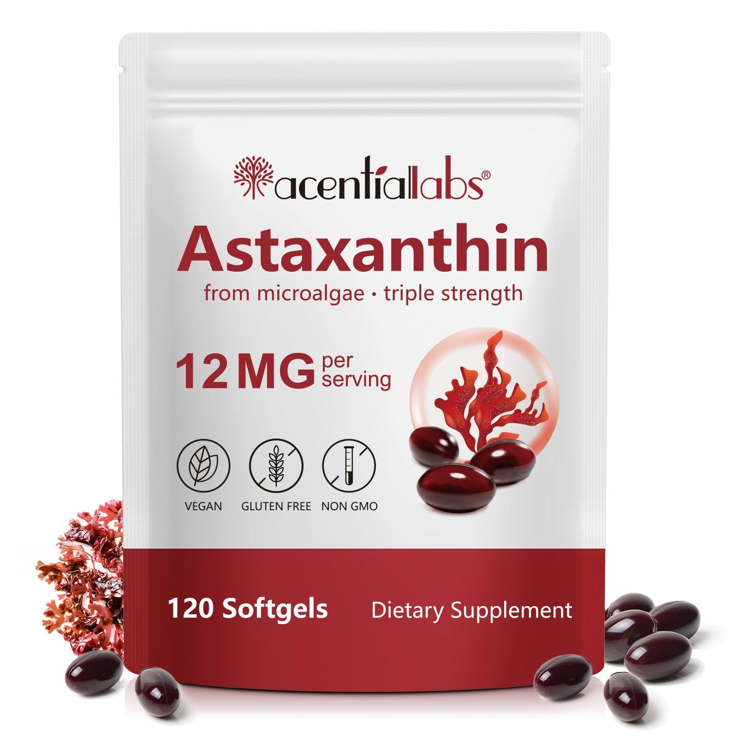 Astaxanthin 12mg Softgels – 4 Month Supply | Ultra-Pure Antioxidant Formula from Natural Microalgae