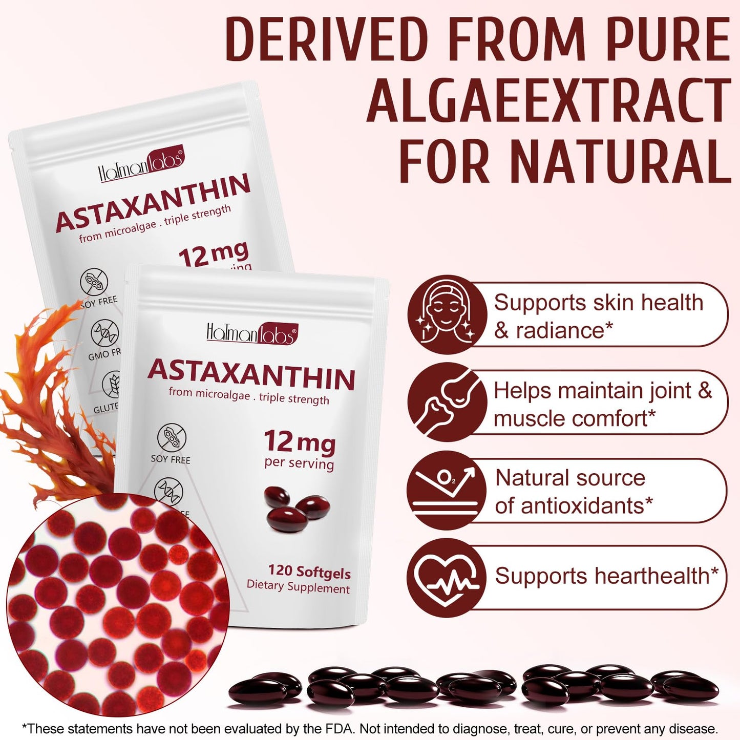 Astaxanthin 12mg – 120 Softgels (4 Month Supply) Premium Antioxidant Support