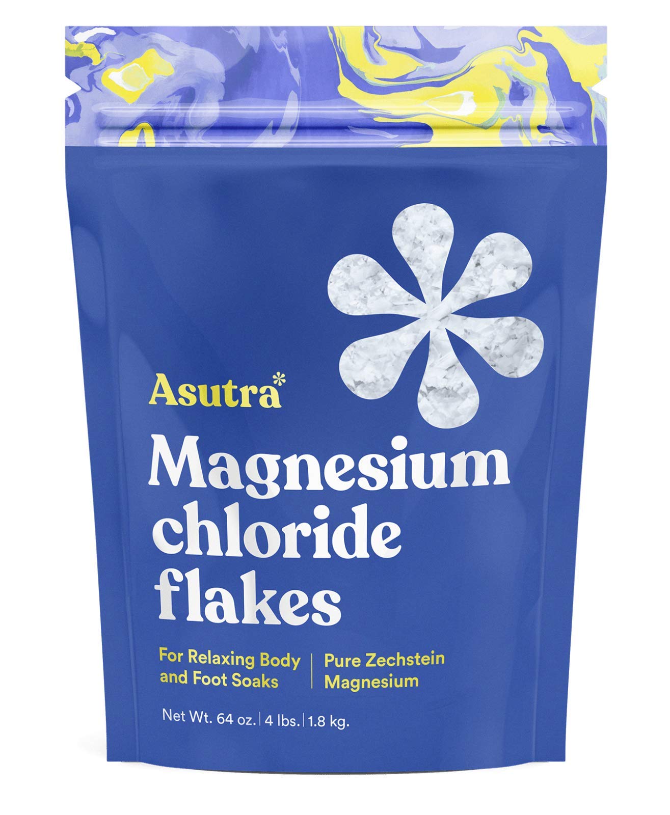 ASUTRA Magnesium Chloride Bath Flakes 4 lbs | Relaxing Foot & Body Soaks