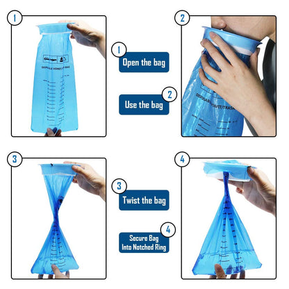 ATDAWN 50 Pack Emesis Bags - Disposable Vomit Bags for Travel & Motion Sickness Blue