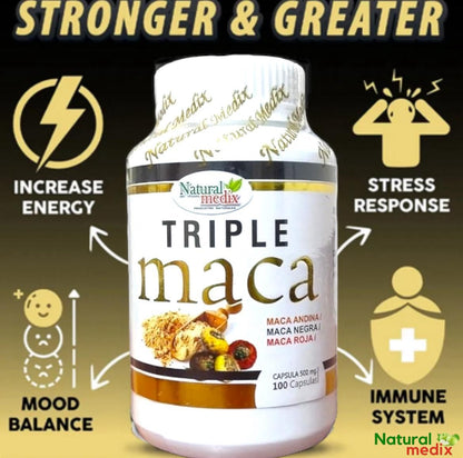 Natural Medix Premium Triple Maca – Black, Red & Yellow Maca for Vitality & Endurance | 100% Natural
