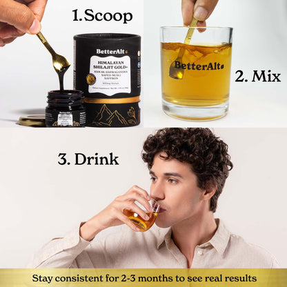 Better Alt Pure Himalayan Shilajit Gold 30g | 600mg Shilajit Blend | 16,000 ft Sourced | Ashwagandha, Safed Musli, Gokshura | Vegan & Lab Tested