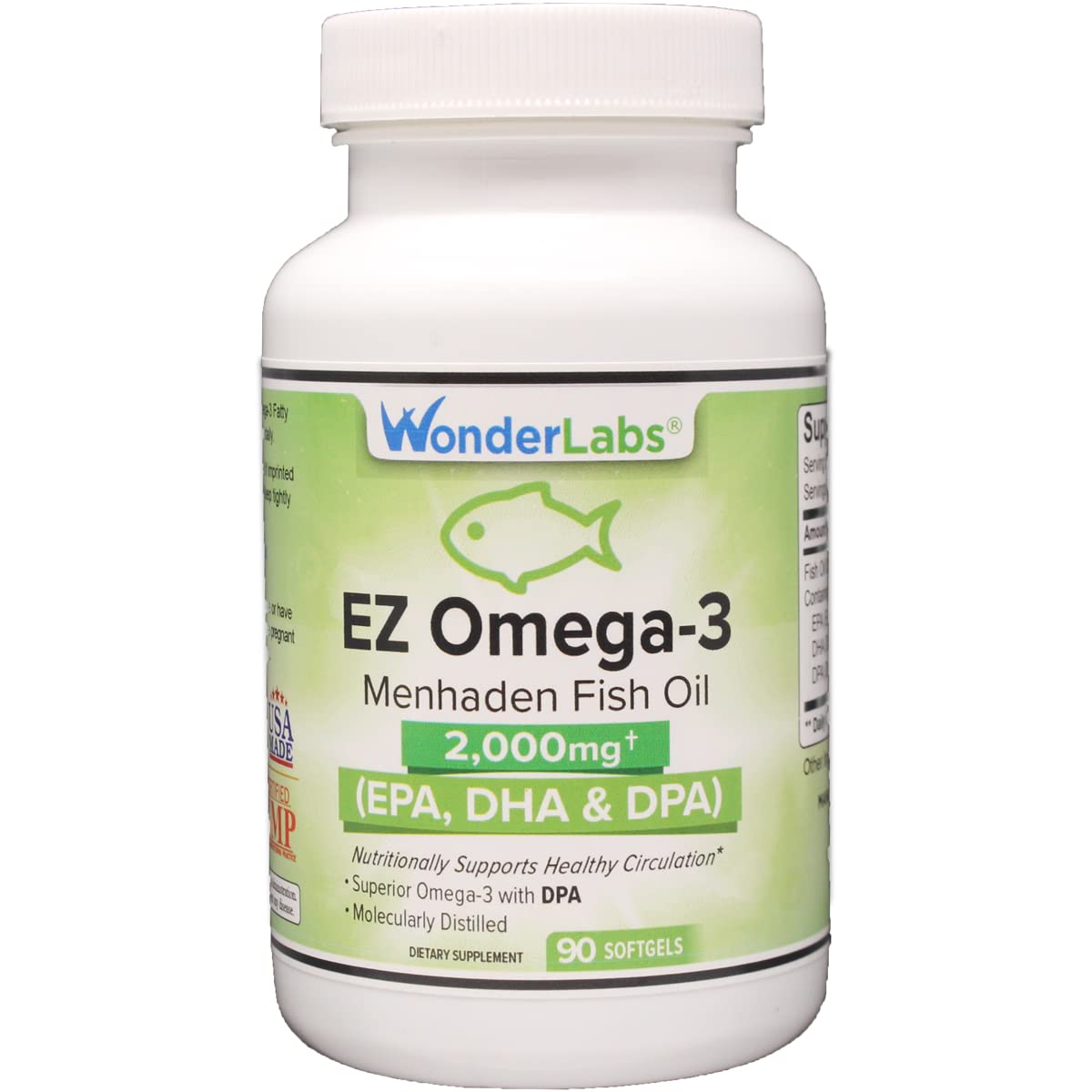 Atlantic Menhaden Fish Oil Omega-3 2000 mg – Burpless, USA Made, EPA DHA DPA 90 Softgels