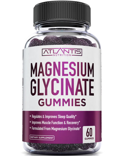 Atlantis Nutrition Magnesium Glycinate Gummies 700mg – Vegan Magnesium Glycinate for Kids & Adults | Sleep & Muscle Support | 60 Count