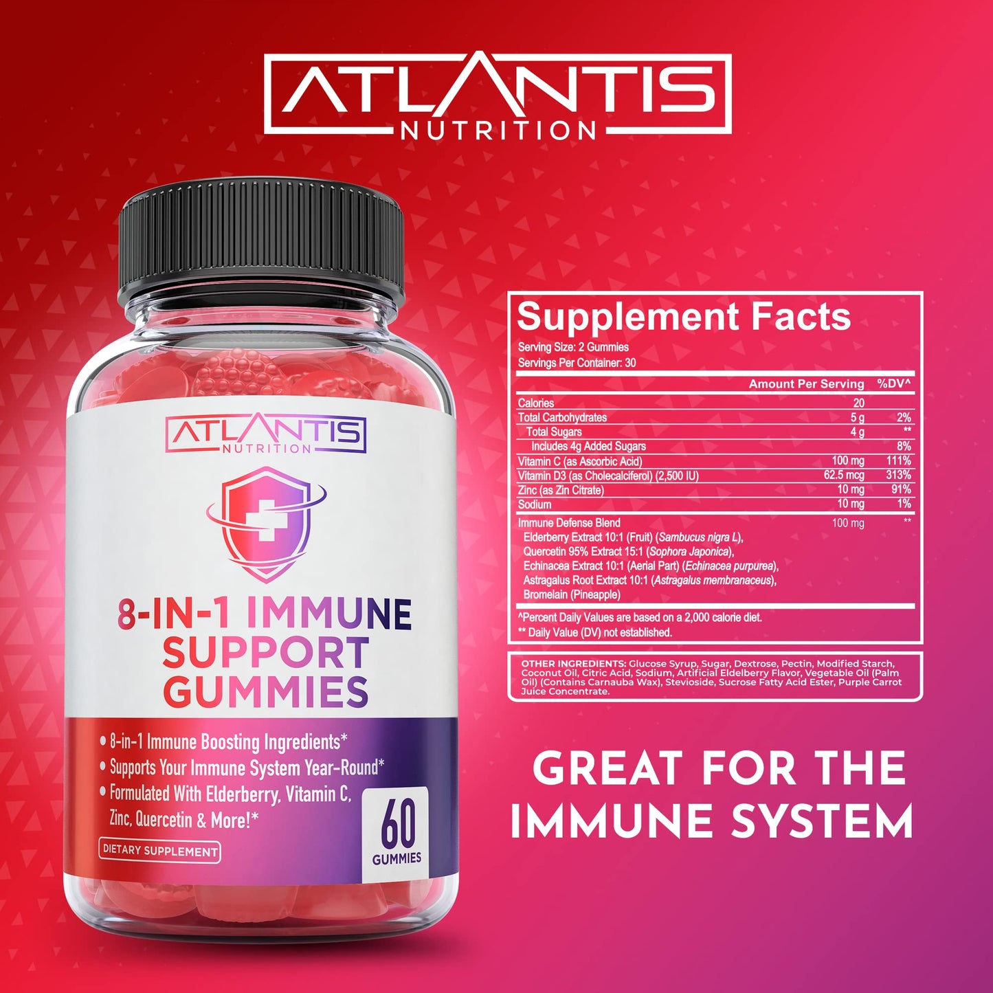 Atlantis Nutrition 8-in-1 Immune Gummies with Elderberry | Immune Support